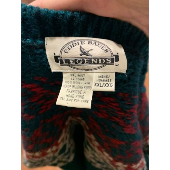 Vintage Eddie Bauer Legends 100% Wool Faire Isle Crewneck Fisherman Sweater, XXL - Picture 4 of 5